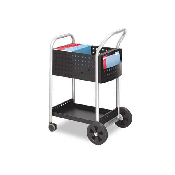 Safco Scoot Mail Cart, One-Shelf, 22w x 27d x 40-1/2h, Black/Silver 5238BL